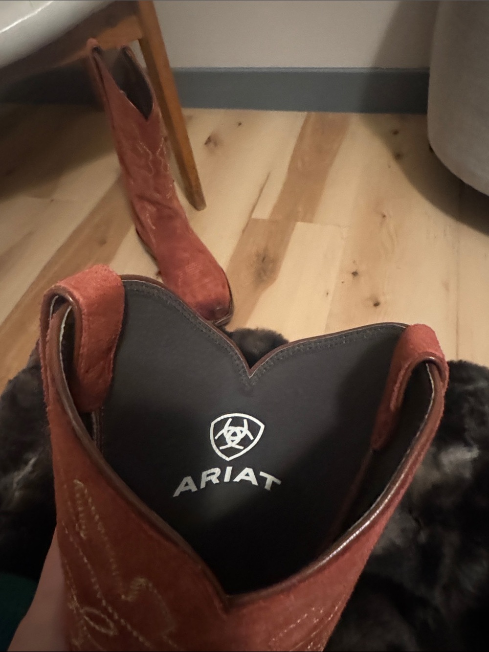 Ariat Rust Suede Western Heeled Boots - Picture 3 of 6